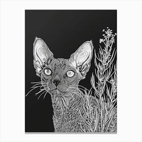 Cornish Rex Cat Minimalist Illustration 4 Canvas Print