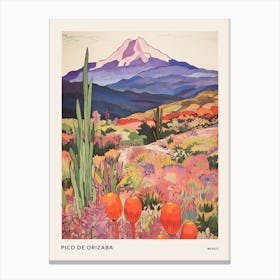 Pico De Orizaba Mexico 1 Colourful Mountain Illustration Poster Canvas Print