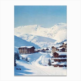 Les Trois Vallées, France Vintage Skiing Poster Canvas Print