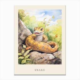 Beatrix Potter Inspired  Animal Watercolour Snake Canvas Print