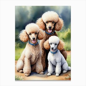 Watercolor Poodle Family Canvas Print