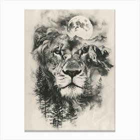 Lion In The Forest 16 Canvas Print