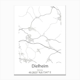 Dielheim,Germany Minimalist Map Canvas Print