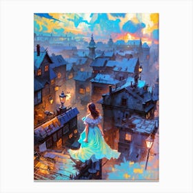 Young Girl On The Roof Canvas Print