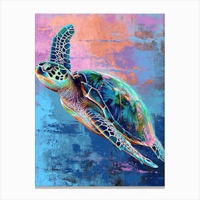 Colourful Textured Painting Of A Sea Turtle 4 Canvas Print