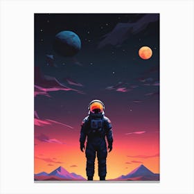 Low Poly Astronaut Minimalist Sunset (44) Canvas Print