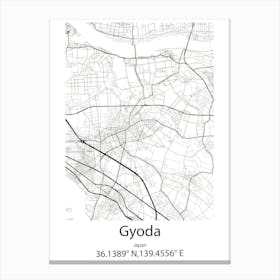 Gyoda,Japan Minimalist Map Canvas Print