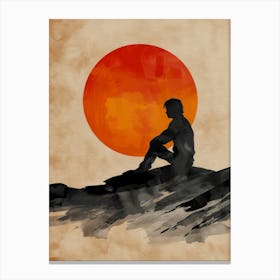 Man Sitting On A Rock Canvas Print