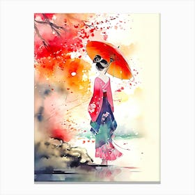 Japanese woman with umbrella Canvas Print