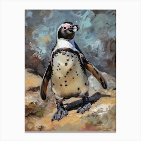 African Penguin Kangaroo Island Penneshaw Oil Painting 1 Canvas Print