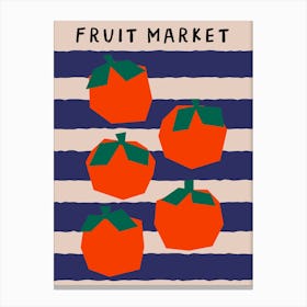 Orange Blue Retro Art Deco Fruit Market Art Canvas Print