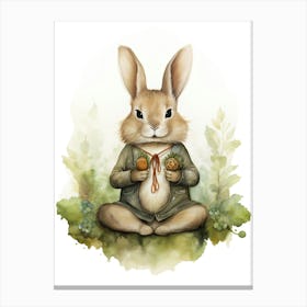 Bunny Meditating Rabbit Prints Watercolour 2 Canvas Print