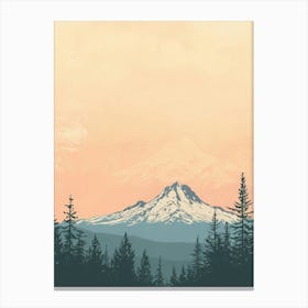 Mount Washington Usa Color Line Drawing (2) Canvas Print