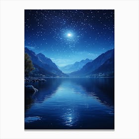 Night Sky Over Lake 1 Canvas Print