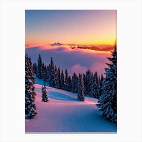 Gstaad, Switzerland Sunrise 1 Skiing Poster Canvas Print