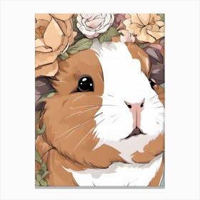 Guinea Pig With Flowers Canvas Print