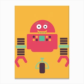 Robot On A Yellow Background Canvas Print