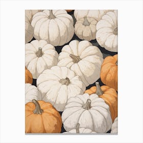 Neutral Pumpkin Patch Illustration Canvas Print