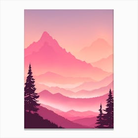 Misty Mountains Vertical Background In Pink Tone 48 Canvas Print