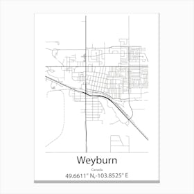 Weyburn,Canada Minimalist Map Canvas Print