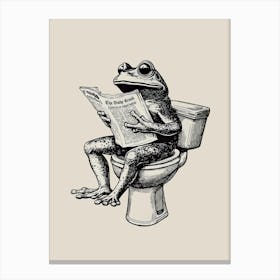 Frog Reading Newspaper Canvas Print