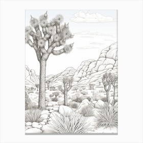  Detailed Drawing Of A Joshua Trees At Dawn In Desert 1 Canvas Print