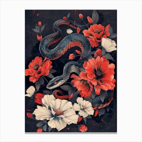 Snake And Flowers 2 Canvas Print