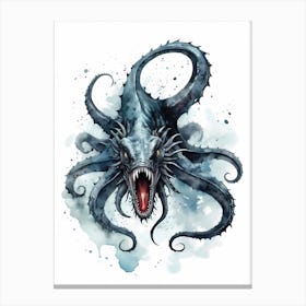 Kraken Watercolor Painting (8) Canvas Print
