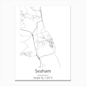 Seaham,United Kingdom Minimalist Map Canvas Print