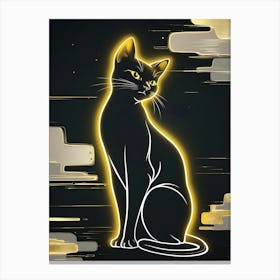 Black Cat With Gold Canvas Print