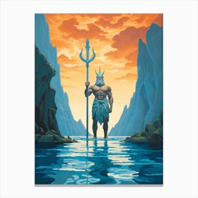  A Retro Poster Of Poseidon Holding A Trident 16 Canvas Print