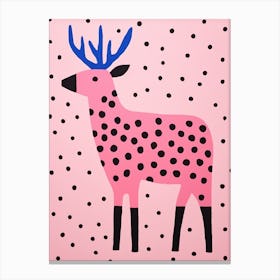 Pink Polka Dot Elk 1 Canvas Print