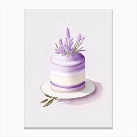 Lavender Cake Dessert Retro Minimal 1 Flower Canvas Print