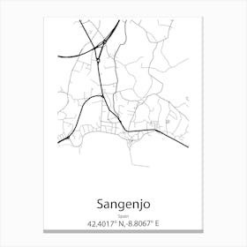 Sangenjo,Spain Minimalist Map Canvas Print