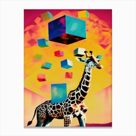 Surrealist Giraffe With Cubes Canvas Print