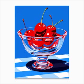 Pop Art Cherries Blue Background 2 Canvas Print