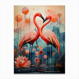 Flamingos In Love Canvas Print