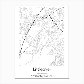 Littleover,United Kingdom Minimalist Map Canvas Print