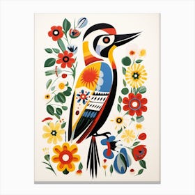 Scandinavian Bird Illustration Woodpecker 1 Canvas Print