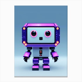 Square Turquoise Purple Robot Canvas Print