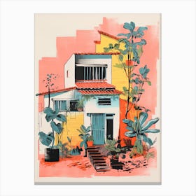 A House In Rio De Janeiro, Abstract Risograph Style 3 Canvas Print