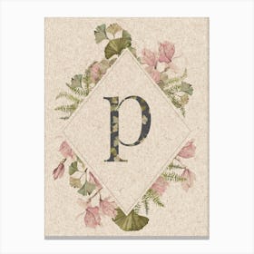 Floral Monogram P Canvas Print