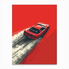 Red Sports Car On A Red Background Canvas Print