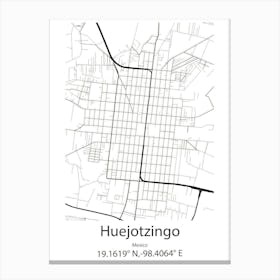 Huejotzingo,Mexico Minimalist Map Canvas Print