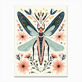 Colourful Insect Illustration Grasshopper 2 Canvas Print