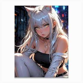 Anime Girl With Cat Ears 9 Canvas Print