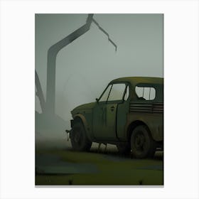 Car In The Fog Canvas Print