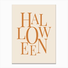 Modern Halloween Typography - Orange & White Canvas Print