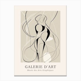 Galerie D'Art Abstract Line Art Figure Neutrals 5 Canvas Print