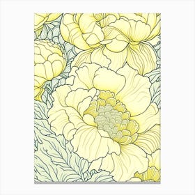 Close Up Of Peonies Yellow 2 Drawing Canvas Print